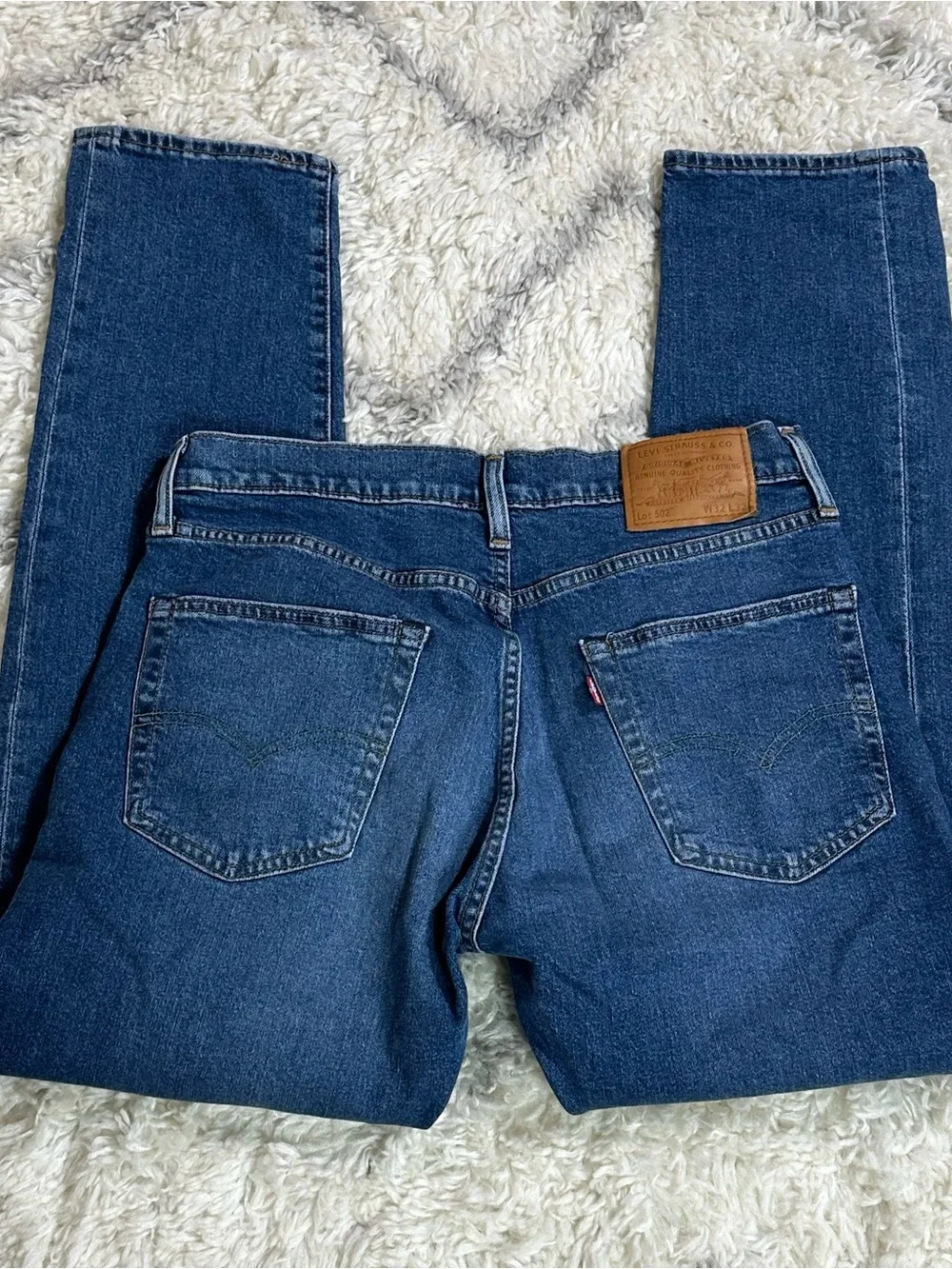 Levi's Dark Blue premium Straight Leg Jeans with Leather Patch